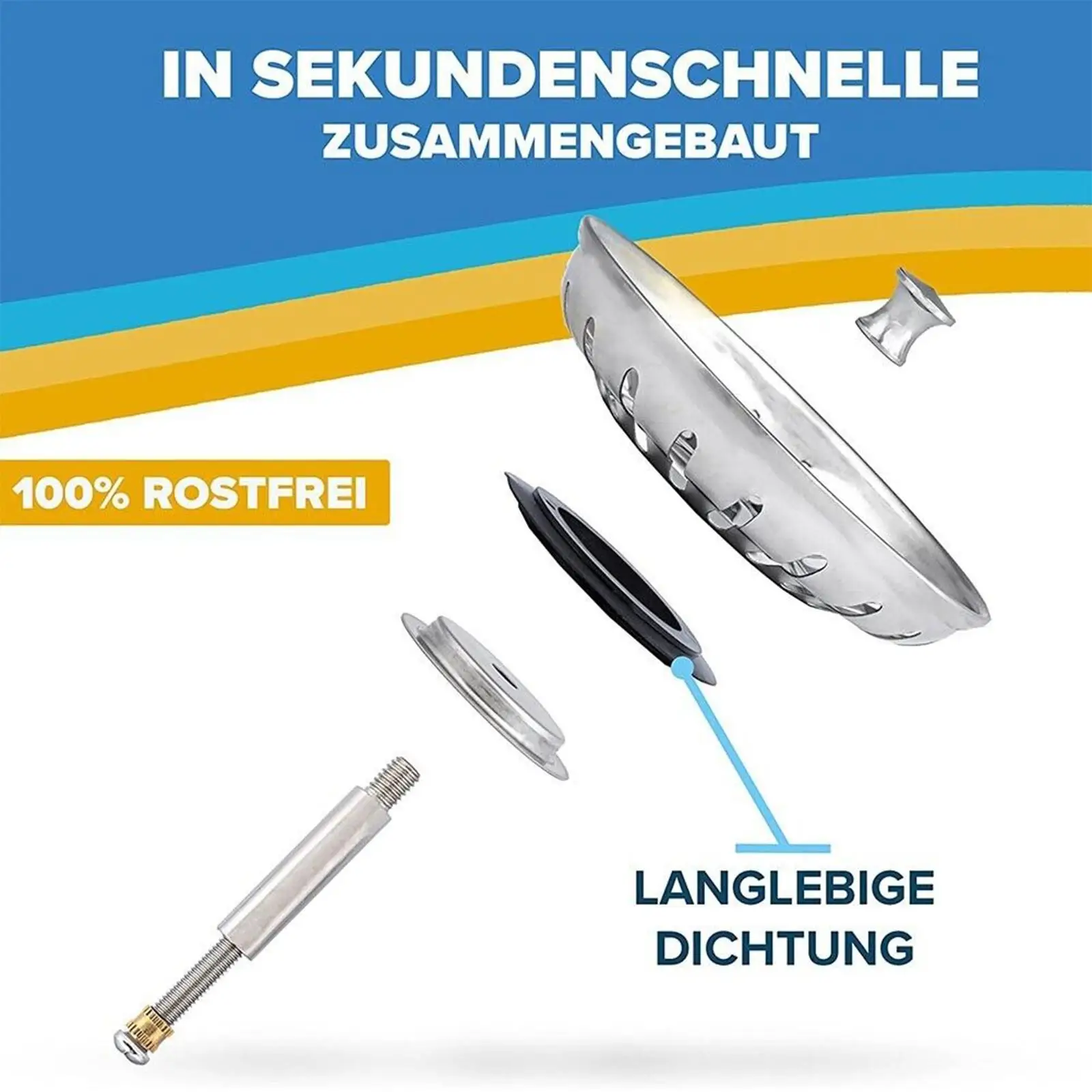 Description Picture 5 of itemStainless Steel Replacement Strainer 79mm 82mm Kitchen Sink Waste Leach Plug Basin Stopper Strainer Water Drainer Filter Ba N4V3