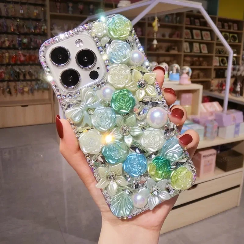 

Luxuxy Baroque Flowers Rhinestone Phone Cover For Samsung Galaxy A50 A70S A22 A32 5G A52 A71 A51 A72 A73 A53 Diamonds Bling Case