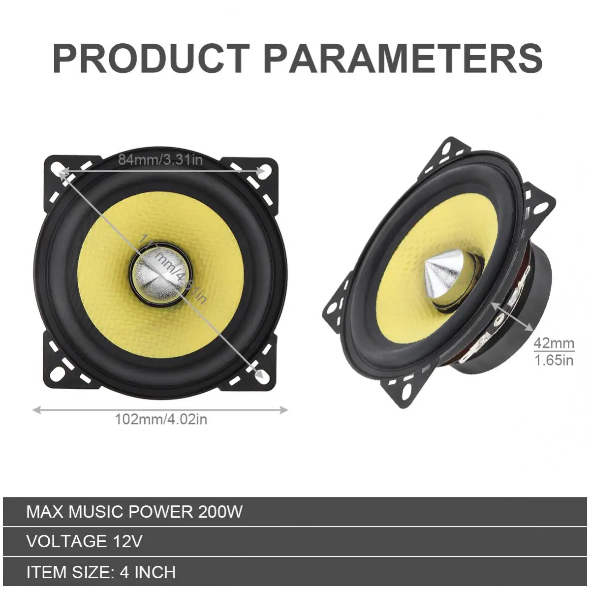 Car Subwoofer Speakers 1 Piece 200W 4 Inch Car HiFi Coaxial Speaker Vehicle Door Auto Audio Music Stereo Full Range Frequency