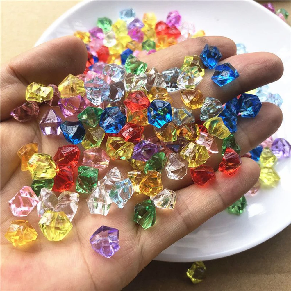 Fule Plastic Gems Ice Grains Colorful Small Stones Children Jewels Acrylic  Gems
