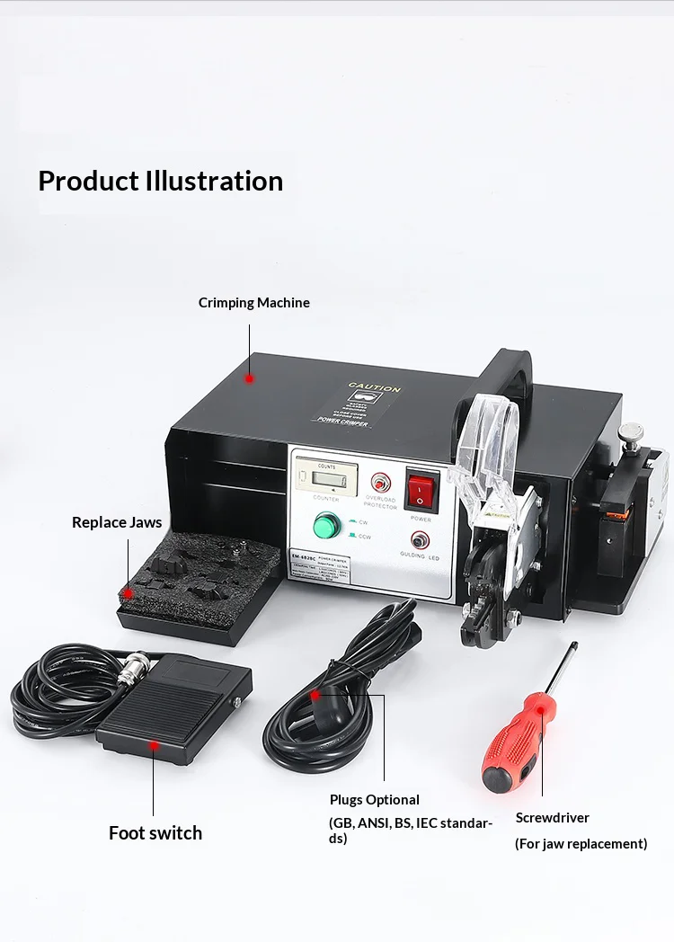 Electric Terminal Crimping Machine EM-6B2BC 0.25-35mm Wire Stripping Cutting Fun