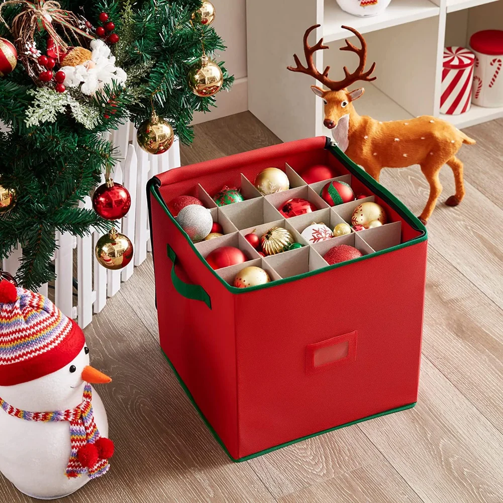 Storage Bag for Christmas Decoration Balls 64 Grids Fabric Organizer
