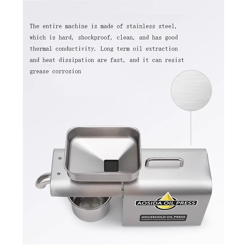 1New Stainless Steel Oil Press Machine Commercial Home Oil Extractor Expeller Presser 110V or 220V available Press Cold