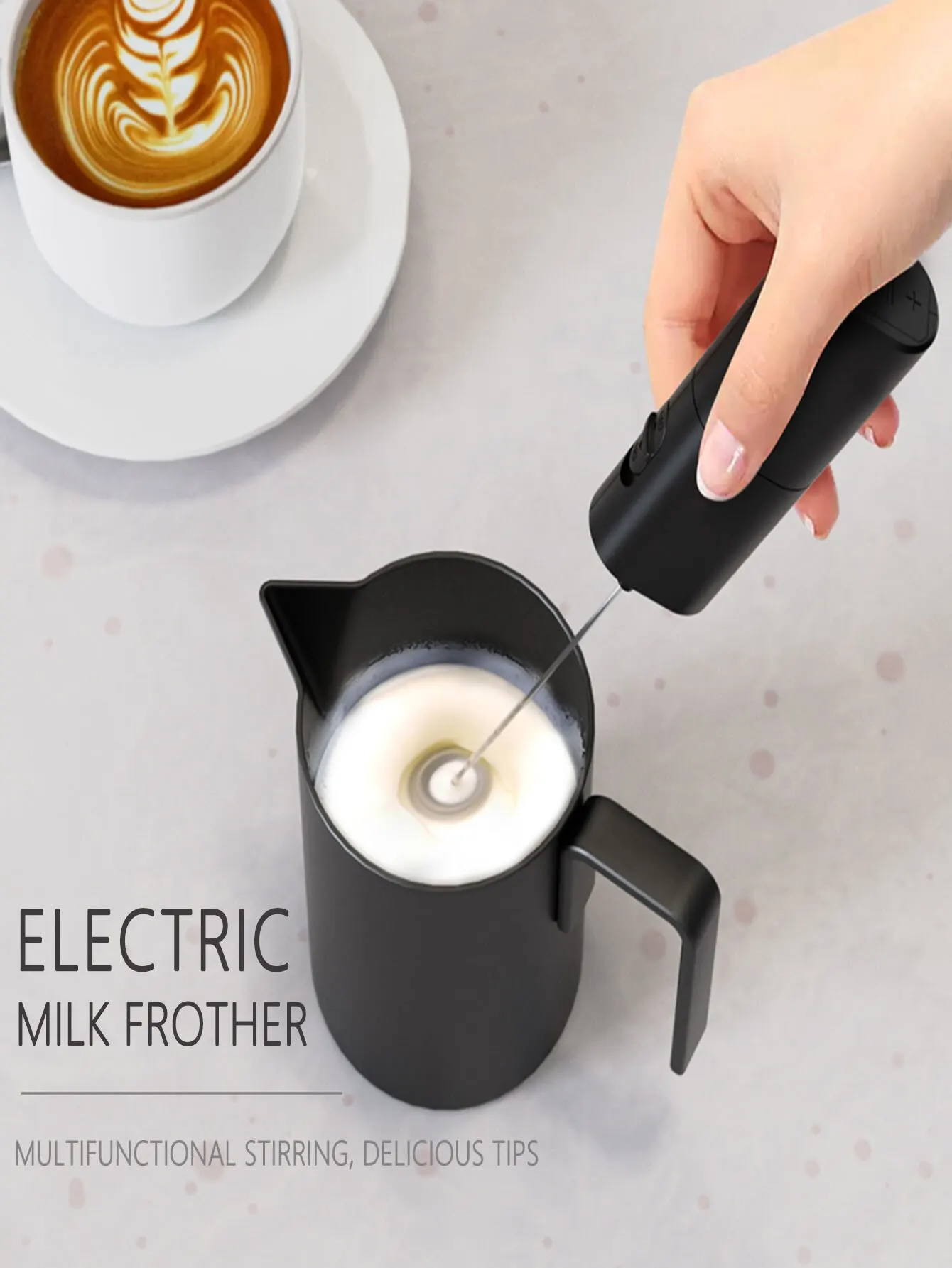 Portable Hand Frother Wand Battery Operated Latte Cappuccino Coffee Foamer  Drink Frother Stainless Steel Mixers Hand Mixers