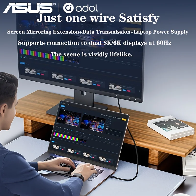 ASUS Thunderbolt 5 케이블 120Gbps PD 240W 데이터 케이블 MacBook, iPad, iPhone 및 안드로이드용 고속 충전 8K60Hz Type-C 케이블
