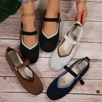 Spring 2025 New Women Flat Round Head Loafers Woman Mary Janes Shoes Autumn Ballet Fashion Buckle Flat Shoes Zapatos De Mujer 1