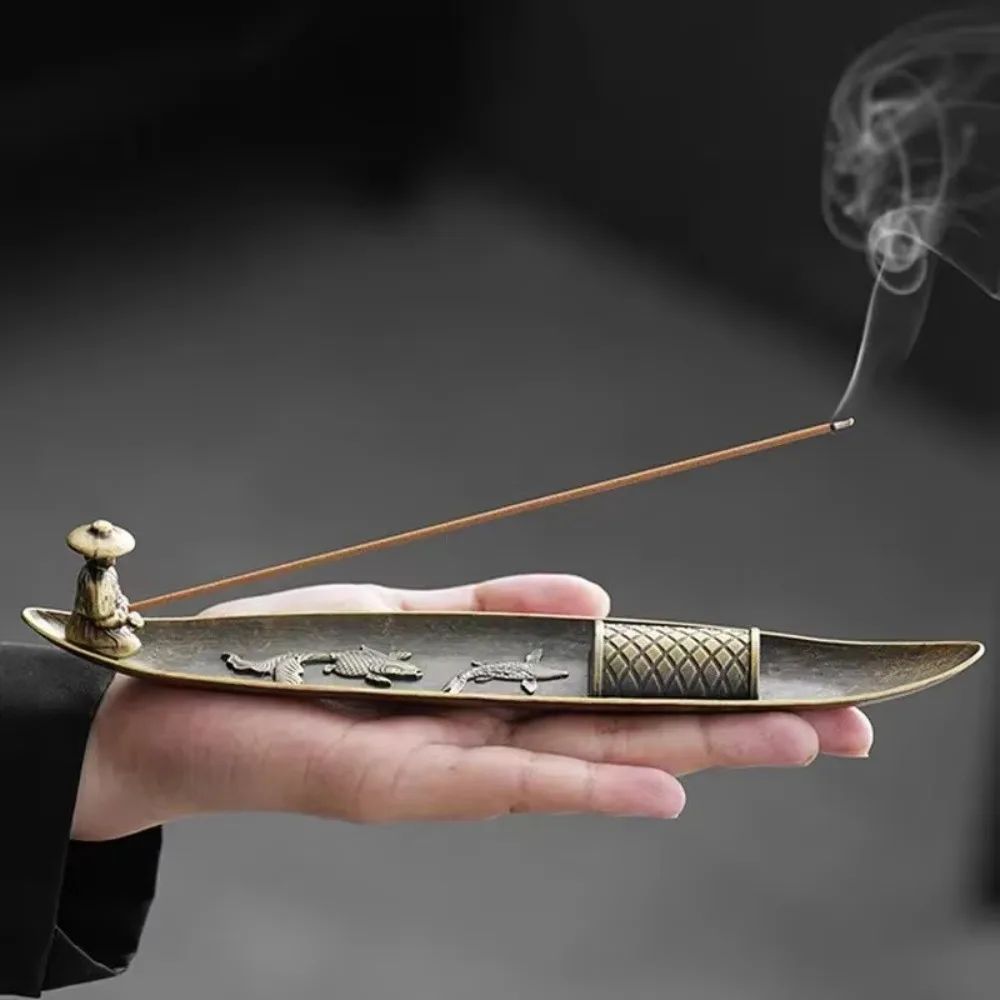 Metal Incense Stick Burner Boat Shape for Aromatherapy