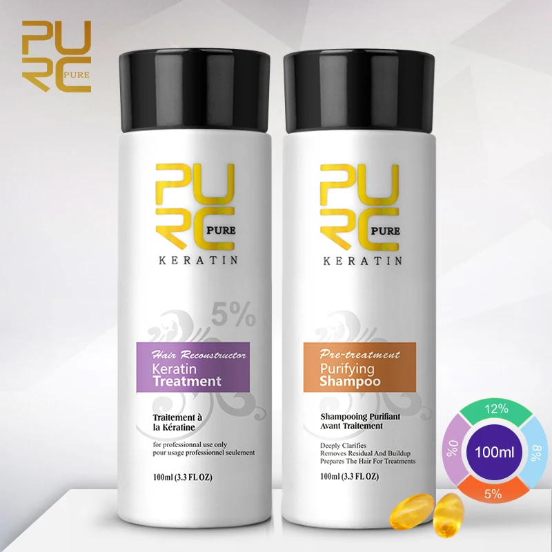 

PURC Professional Keratin Hair Repair Treatment 5% Hair Straightener Clarifying Shampoo for Open Cuticle Supple Smooth Hair Care