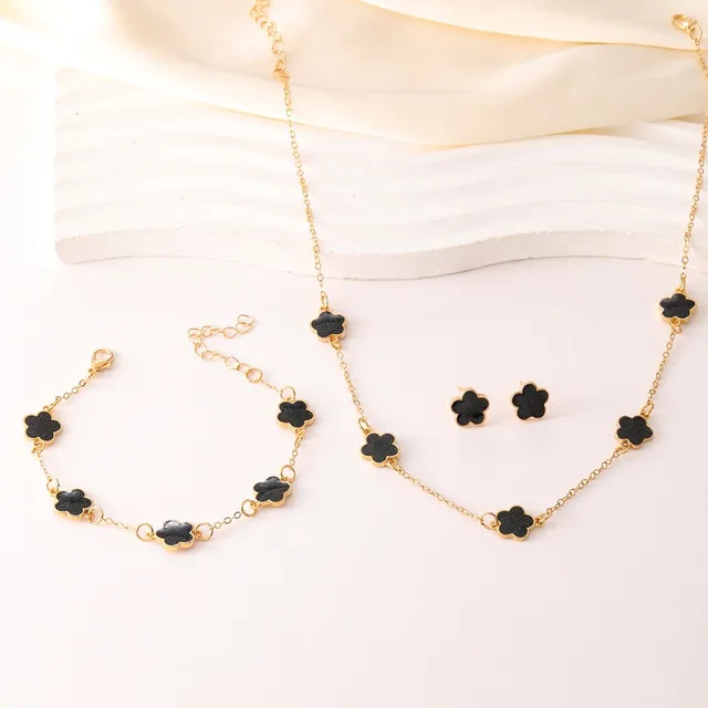 Toni Petal Flower Necklace Bracelet Earrings Set 5