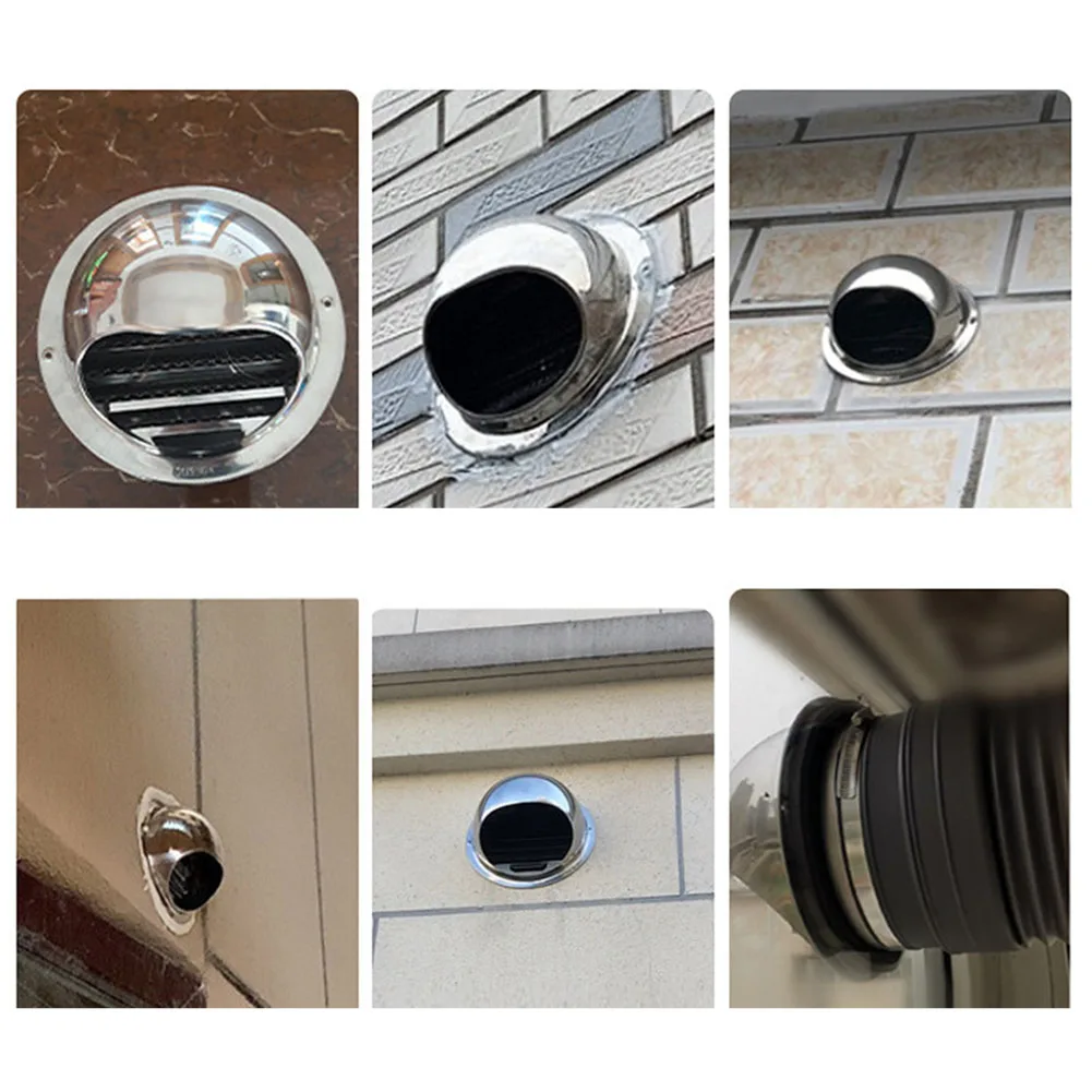 

Stainless Steel Exterior Wall Air Vent Grille Round Ducting Ventilation Grilles Heating Cooling Vent Cover Air Vent Cap