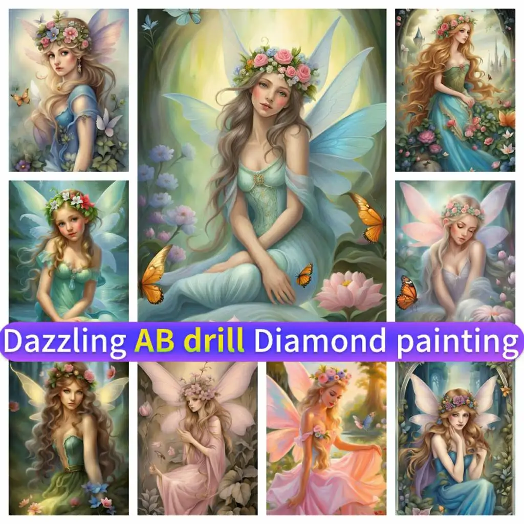 

Mosaic 5D AB Diamond Painting DIY Art Forest Elf Fairy Girl Rhinestones Full Drill Round Square Handmade Embroidery