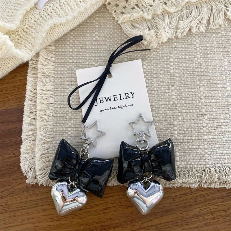 Elegant Heart Bow Lanyard Wrist Strap Keychain and Backpack Accessory Gift