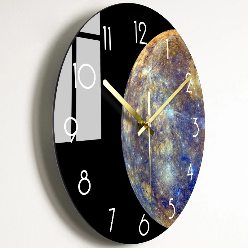 Glass Wall Clock Silent Watch Wall Clocks Color:BL018;Sheet Size:12 inch