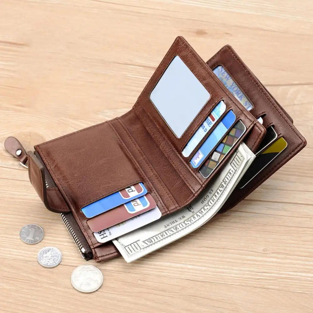 Men Wallet Card Slots Faux Leather Cash Holder Credit Card leather bifold wallet id credit card holder for Business