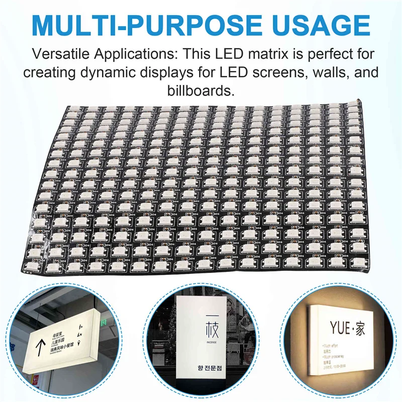 LC-WS2812 LED 프로그래밍 가능 조명, 개별적으로 주소 지정 가능, 비디오 디스플레이용, DC5V (16X16)
