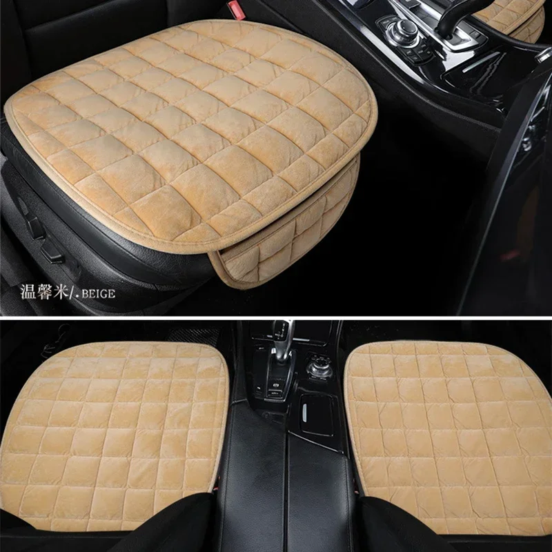 1pc Soft Plush Car Seat Cushion Warm Cozy Non-Slip Bottom with Handy Pocket Ergonomic Seat Pad Universal Fit for Sedan SUV Truck
