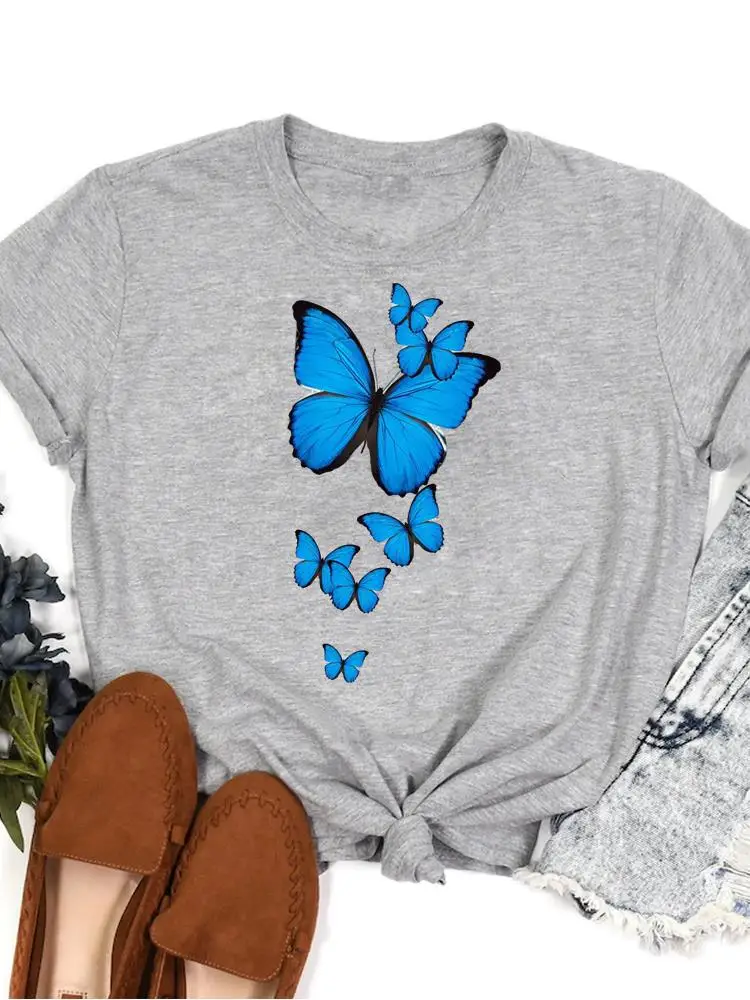 

Butterfly Sweet 90s Cute T Top Clothing Tee Women Lady Print Summer Casual Cartoon Graphic Cartoon Fashion Tshirts T-Shirt
