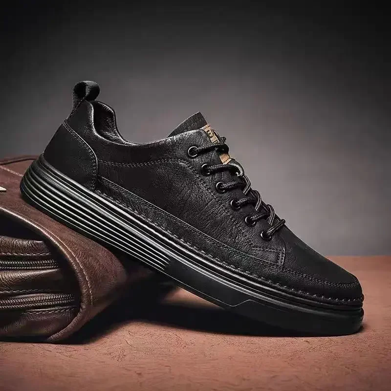 Quality Men's Shoes Leather Casual Shoes for Men Soft Sole Comfortable Shoes Versatile Male Work Shoes Trend Retro Shoes Men 2