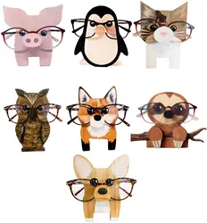 Animal Glasses Rack Hand Carve Wood Eyeglasses Spectacle Sunglasses Holder Stand Home Decoration Desktop Christmas Decorate Gift