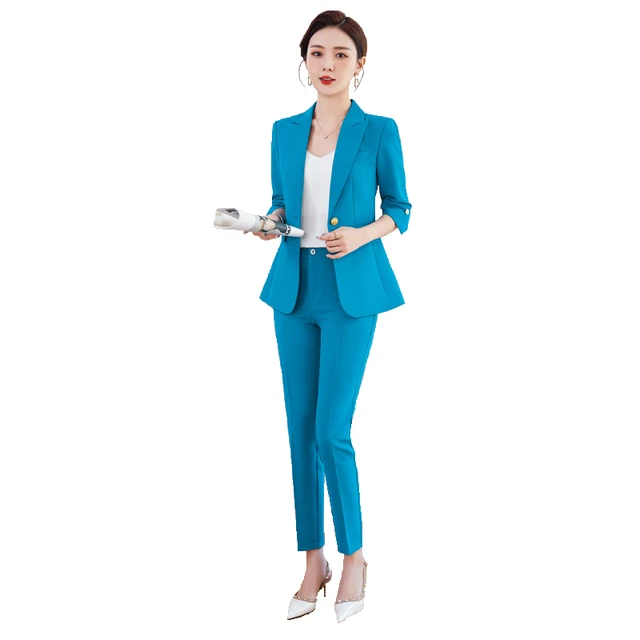 Women Casual Elegant Business Trousers Suit Office Ladies Slim Vintage  Blazer Pantsuit Female Fashion Korean Clothes Two Pieces