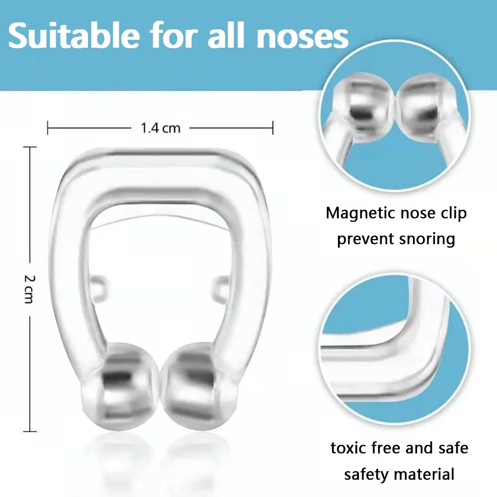 Anti Snore Stop Snoring Nose Clip Silicone Magnetic Sleep Tray Sleeping Aid Apnea Guard Night Device with Case