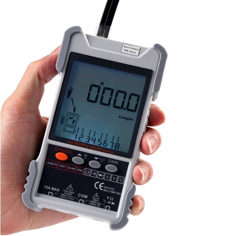Network Cable Tester LCD Display Analogs Tracing Digital Search POE Test Cable Pairing Mapping Length Wiremap Checker Multimeter