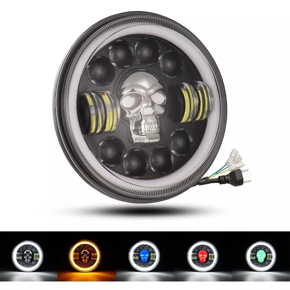 Motorfiets Koplamp Led Koplamp 6,5-inch motorfiets led-koplamp retro ronde 12v 26w 6500k led-koplamp met beugelkit gemodificeerde onderdelen