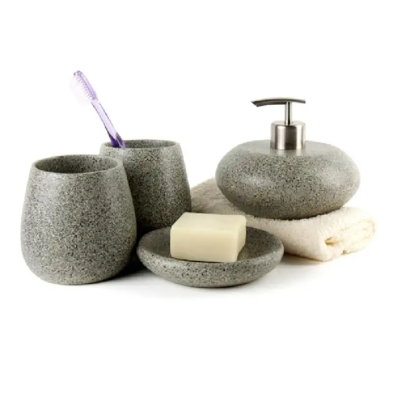 

Nordic Retro Style Resin Four-piece Suit Bathroom Accessories Set Gargle Cup Soap Dish Liquid Soap Dispenser Toothbrush Holder