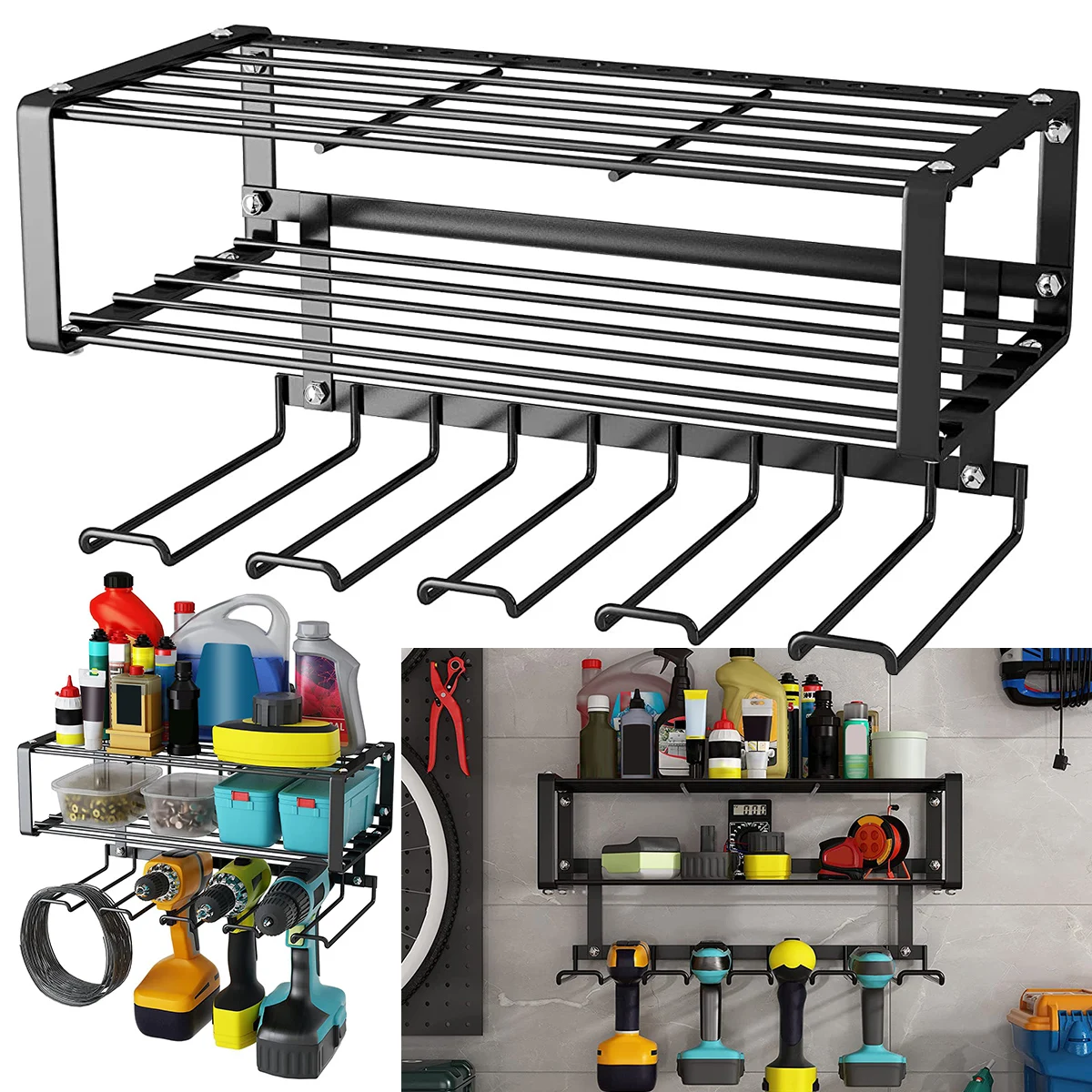 Power Tool Rack Electric Drill Holder Wall Mount Power Tool Organizer Workshop Wrench Tools Screwdriver Power Storage Shelf Home 5