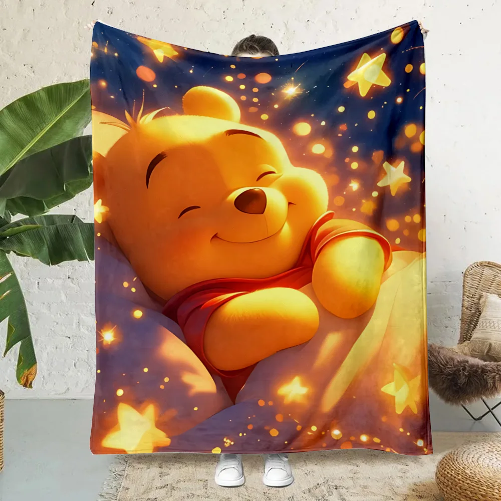 Cute Cartoon Winnie Bear Printed Blanket Picnic Blankets Warm Blanket Soft and Comfortable Blanket Home Travel Birthday Gift 3