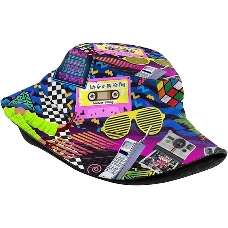 2024 Fashion Retro 80s 90s Bucket Hat Rave Festival Party Outfit for Women Men 4
