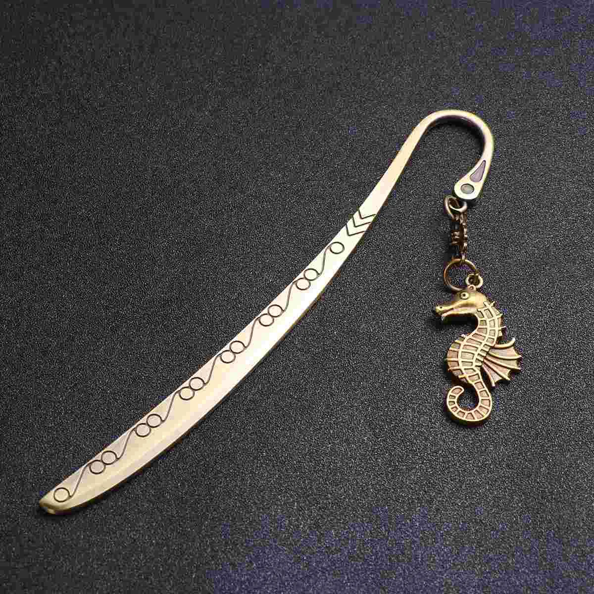 

1Pc Animal Pendant Metal Bookmark Creative Vintage Pattern Bookmark Stationery Supplies for Office School (Sea Horse Pendant)