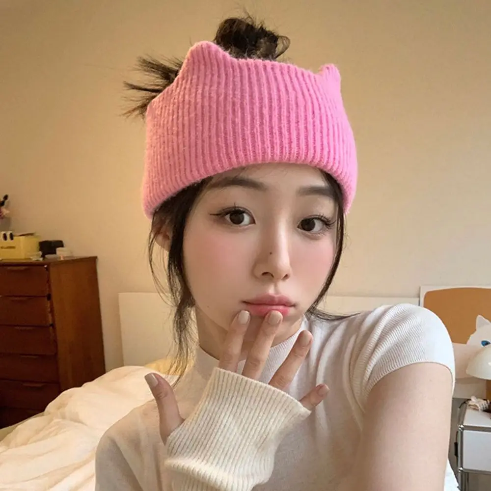 

Sweet Hair Wrap Brace Warm Fitness Hair Bands Cat Ears Female Hairbands Korean Style Headwear Knitted Headband Wide Hair Hoop