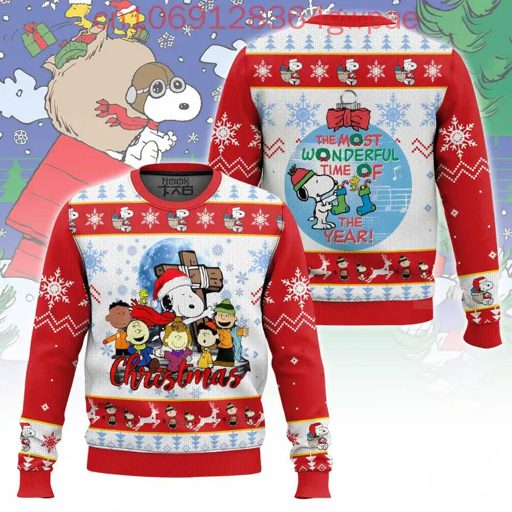 thumbnail image 1 of Suéteres feos navideños de Charlie Brown y Snoopy Suéteres feos navideños con estampado 3D de Disney Suéteres casuales de moda para hombres y mujeres, 1 of 4