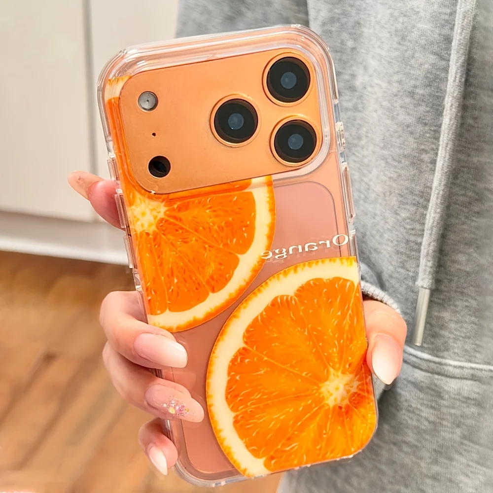 Creative Trendy Orange Fruit Transparent Soft Clear Phone Case