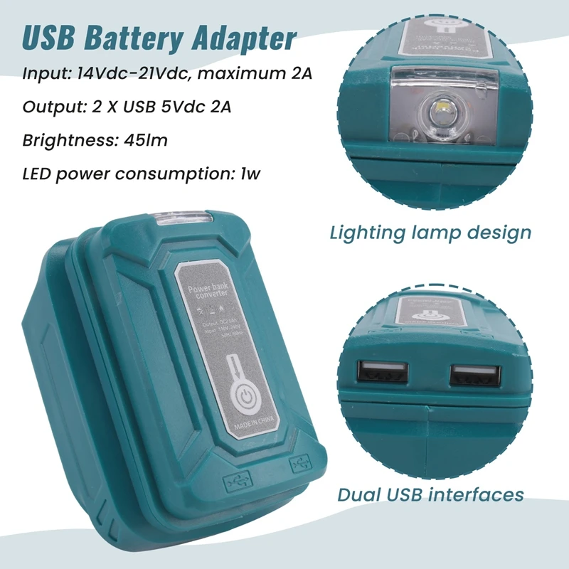 For Makita18v With USB Battery Adapter Fast Charging For 18V Battery Adapter