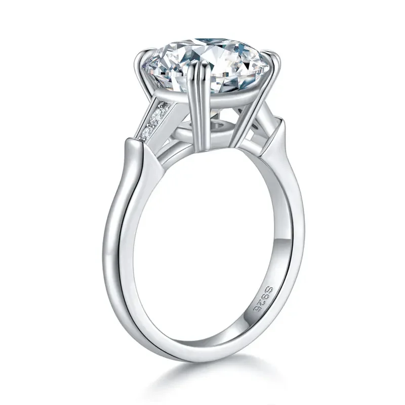 Luxury 5 Carat Round Cut Moissanite Engagement Rings For Women Five Stone Solid 925 Silver VVS D Color GRA Certificate