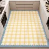 Floor Mat for Kitchen Anti-slip Oil-proof Wipeable Carpet Leather Waterproof PVC Rug Grid Lines Large Size Foot Mats Alfombra 2