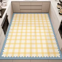 Floor Mat for Kitchen Anti-slip Oil-proof Wipeable Carpet Leather Waterproof PVC Rug Grid Lines Large Size Foot Mats Alfombra 2