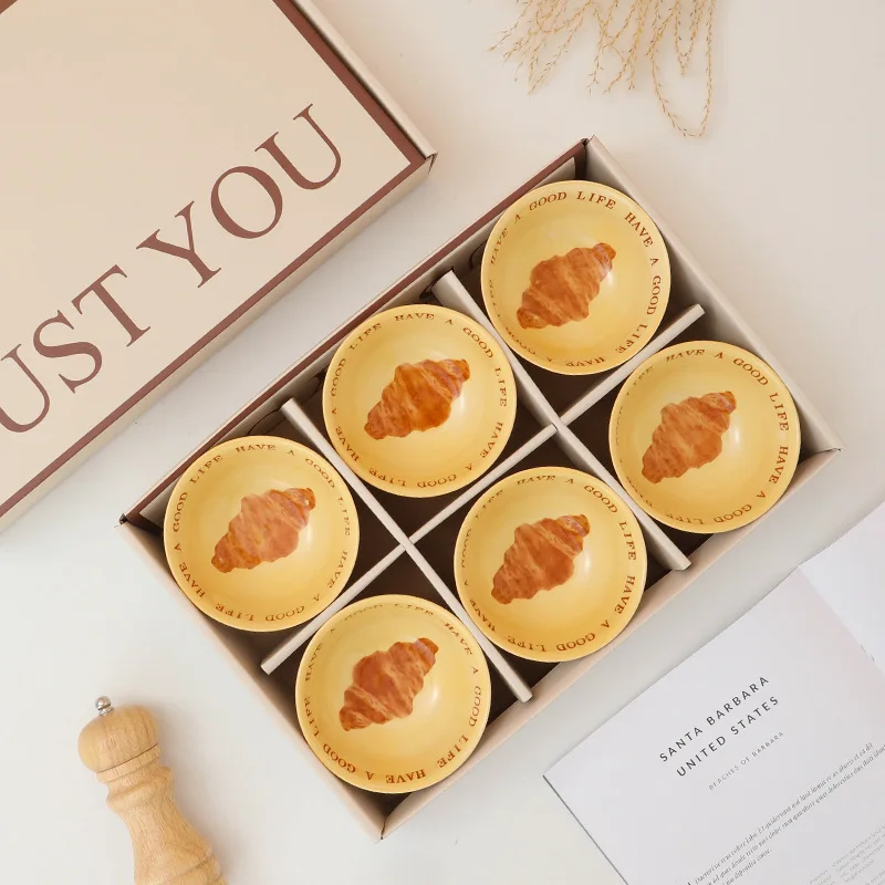 

Ins Bread Tableware Household Ceramic Bowl Batch Creative Yogurt Bowl Rice Bowl Birthday Housewarming Gift Box