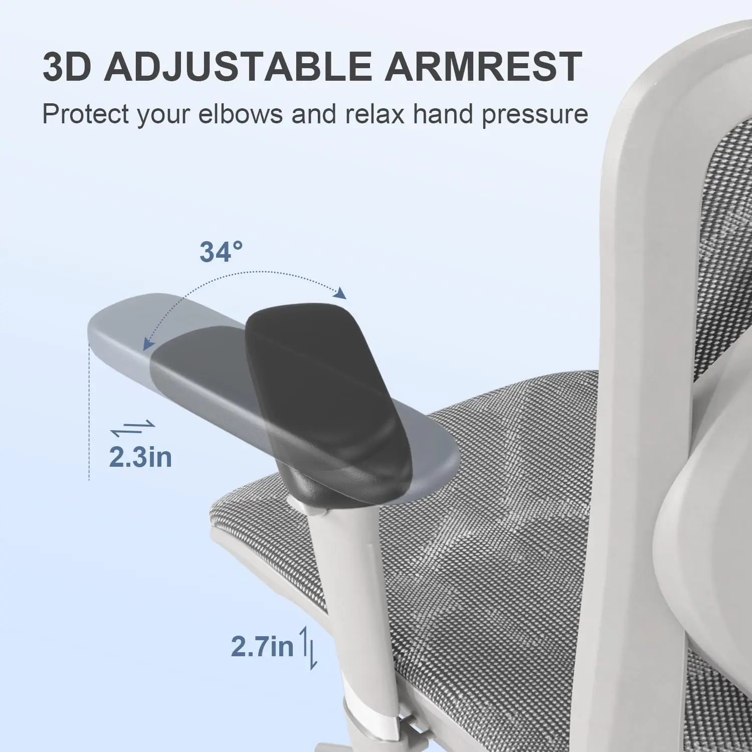 M57 Ergonomic Office Chair with 3 Way Armrests Lumbar Support and Adjustable Headrest High Back Tilt Function Light Grey 4