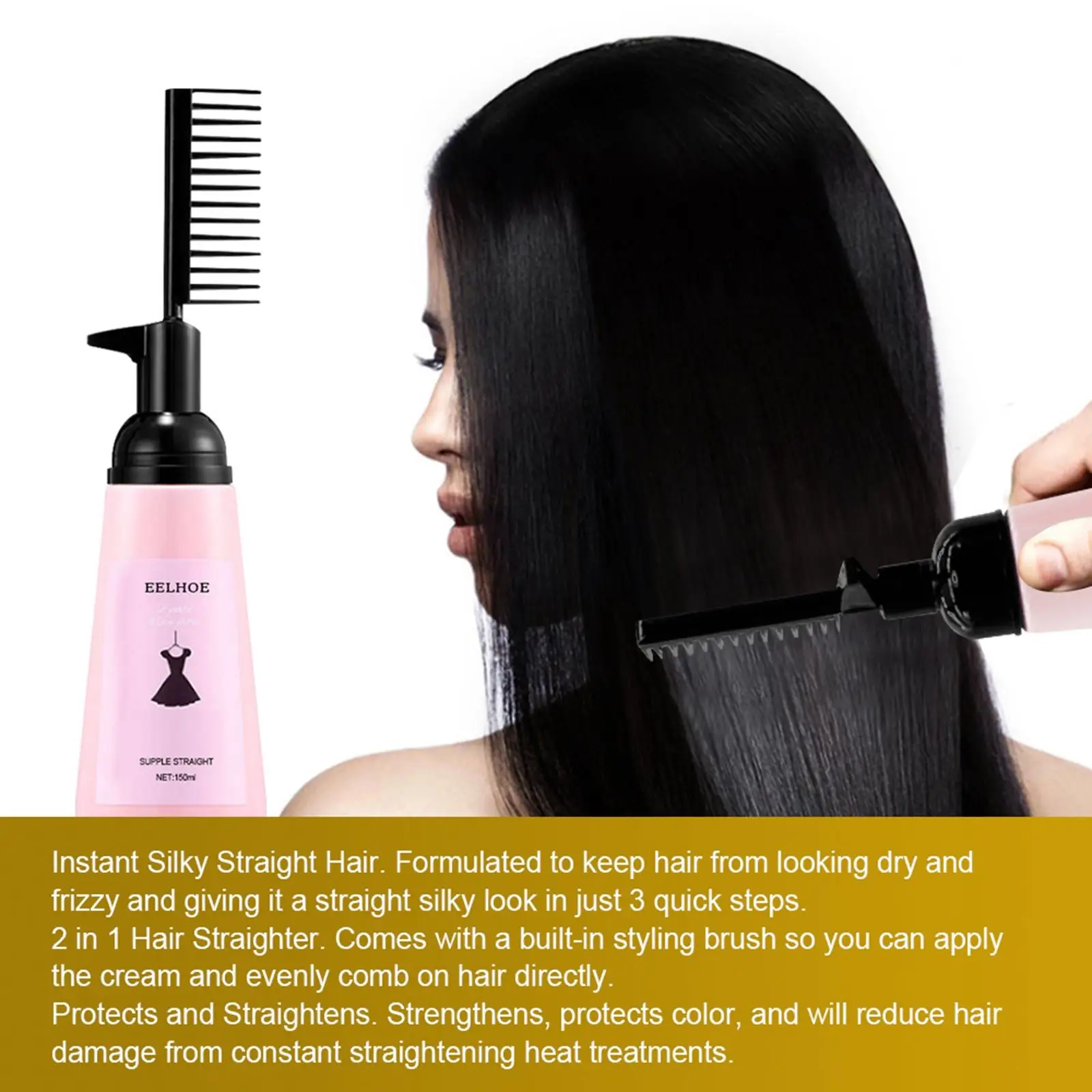 Instant Straight Hair Cream With Brush 150ml Silky Built Comb For Salon Home  Curly Hair - Conditioners - AliExpress