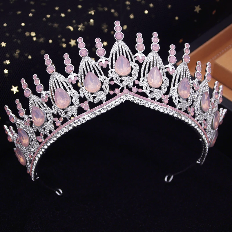 Pink Opal Bride Wedding Crown Princess Copricapo Diademi Da Sposa E Corone Ladies Headwear Party Wedding Hair Jewelry Accessori