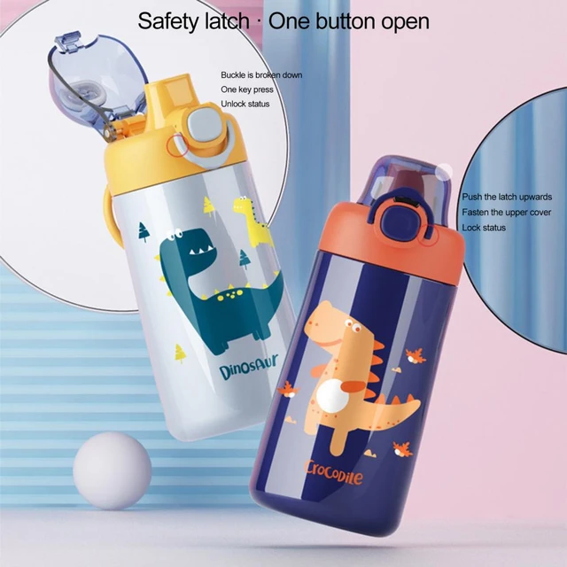 400ml Stainless Steel Thermal Water Bottle For Children Cute Cartoon Thermos  Mug With Straw Leak-Proof Insulated Cup Drinkware - AliExpress