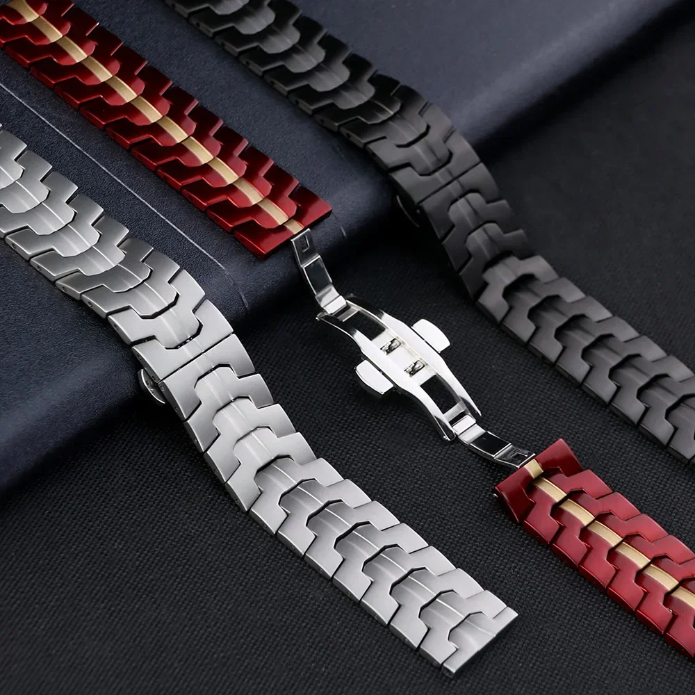 Stainless Steel Metal Watch Strap - 20mm/22mm Adjustable Band