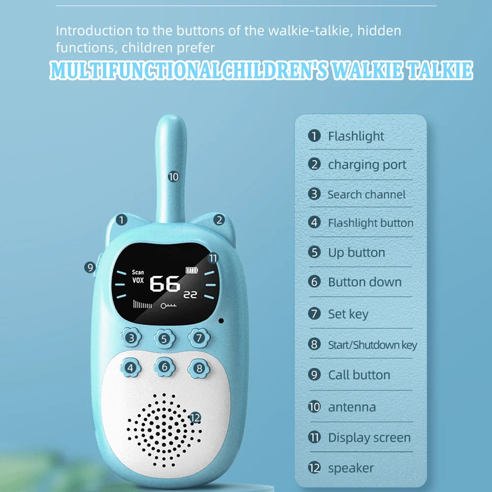 New Walkie Talkie 2pcs Kids Long Distance Electronic Toys Children Baby Radio Phone For Boys Girls Christmas Birthday Gift