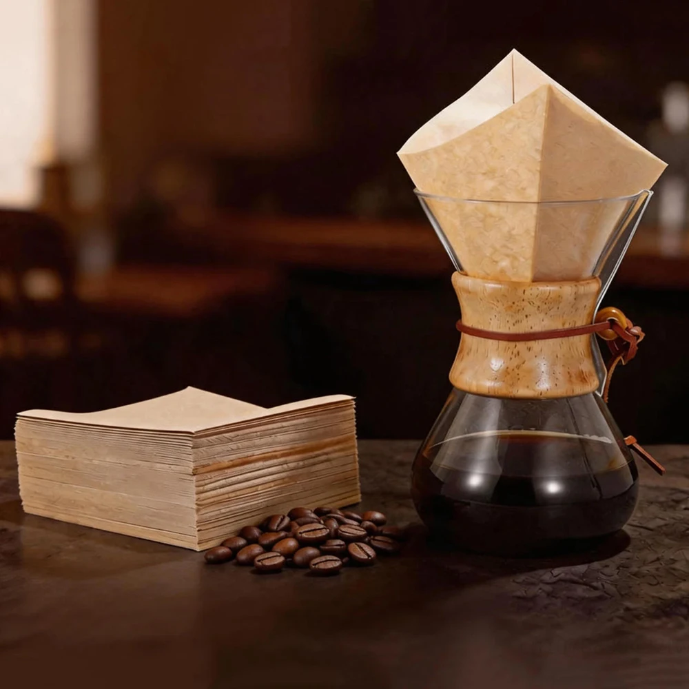 Pre-Folded Unbleached Paper Pour Over Coffee Filters | 5-12 Cup Capacity | Disposable and Convenient Use