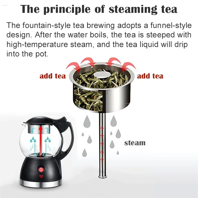 0.8L Household Automatic Steam Black Teapot Glass Multifunctional Electric Kettle Health Pot Boiling Teapot electric kettle glass tea maker