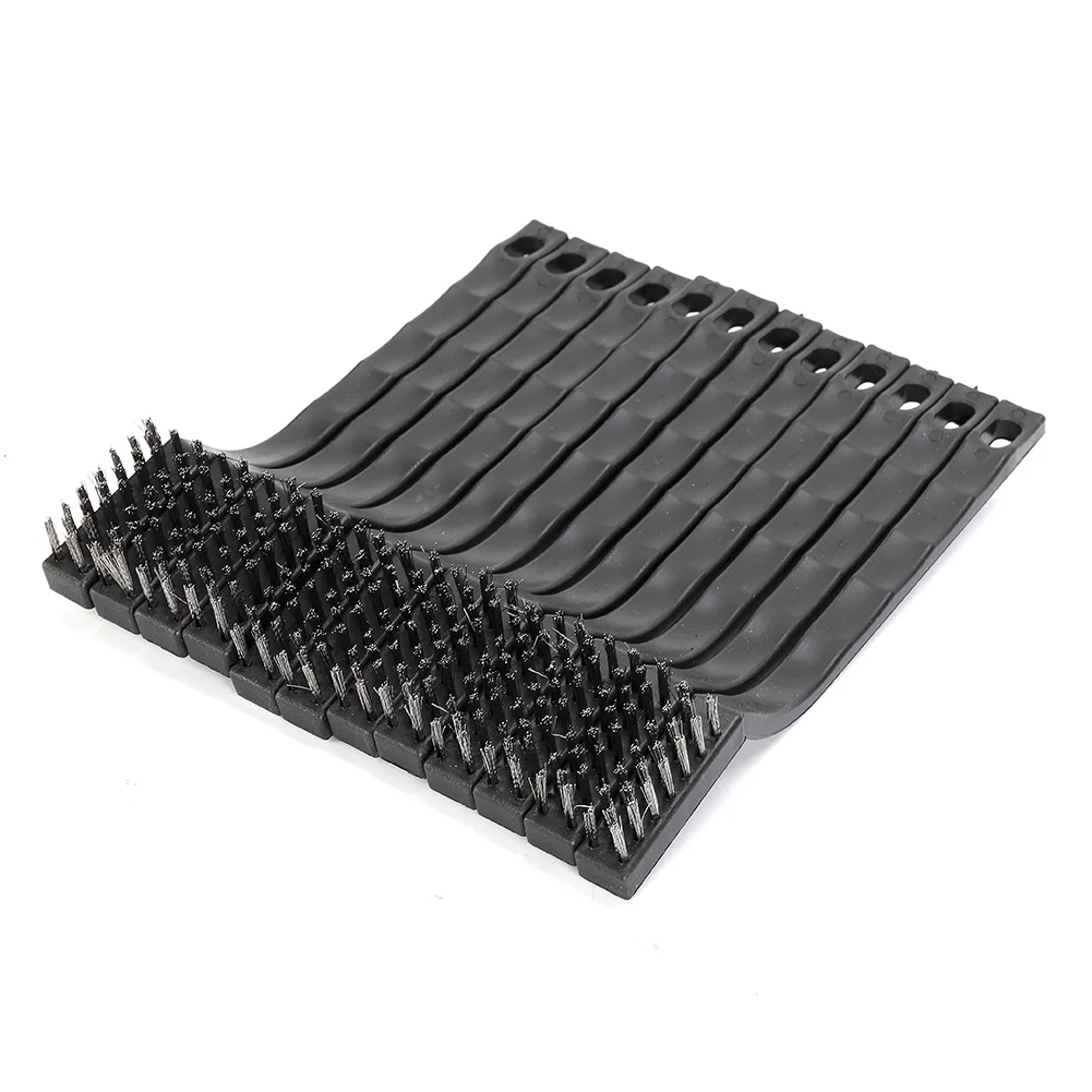 12Pcs 170*11mm Clening Wire Brushes Mini Stainless Steel DIY Paint Rust Remover Removal Wire Brush Workshop Equipment Hand Tools