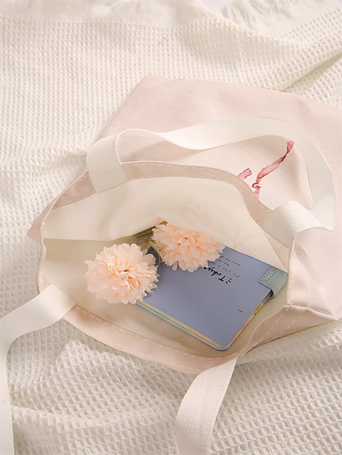 Bow pattern printed casual handbag, reusable fashionable backpack, multifunctional handbag, canvas shopping bag